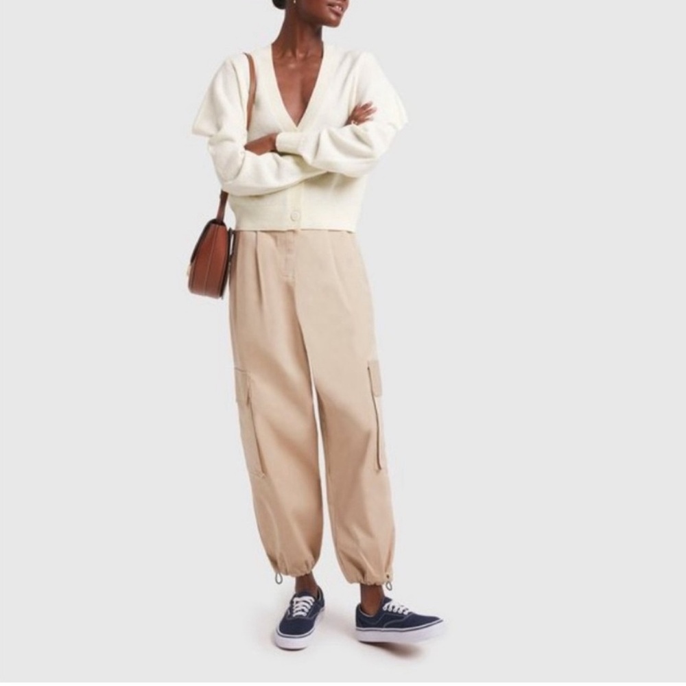 Women's Ulla Johnson Merino Wool V Neck Cream Cardigan Sweater Size Small